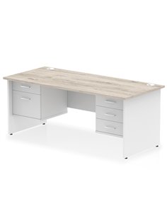Dynamic Impulse 1800 x 800mm Straight Desk Grey Oak Top Panel End with 1 x 2 Drawer and 1 x 3 Drawer Fixed Pedestal TT000218