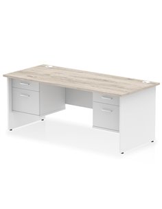 Dynamic Impulse 1800 x 800mm Straight Desk Grey Oak Top Panel End with 2 x 2 Drawer Fixed Pedestal TT000219