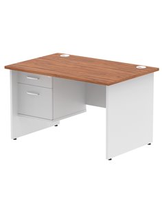 Dynamic Impulse 1200 x 800mm Straight Desk Walnut Top Panel End with 1 x 2 Drawer Fixed Pedestal TT000221