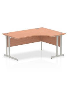 Dynamic Impulse 1600mm Right Crescent Office Desk Beech Top Silver Cantilever Leg I000300