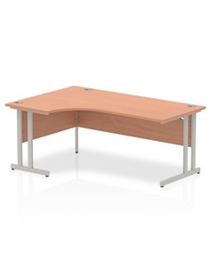 Dynamic Impulse 1800mm Left Crescent Office Desk Beech Top Silver Cantilever Leg I000301