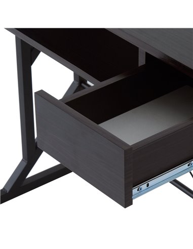 HOMCOM Computer Desk with Display Stand, Executive Wooden PC Tray Table Home Office Storage Workstation