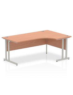 Dynamic Impulse 1800mm Right Crescent Office Desk Beech Top Silver Cantilever Leg I000302