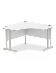 Dynamic Impulse 1200mm Corner Office Desk White Top Silver Cantilever Leg I000318
