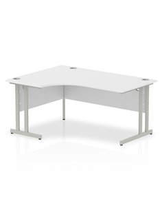 Dynamic Impulse 1600mm Left Crescent Office Desk White Top Silver Cantilever Leg I000321