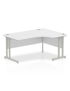 Dynamic Impulse 1600mm Right Crescent Office Desk White Top Silver Cantilever Leg I000322