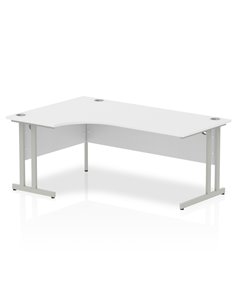 Dynamic Impulse 1800mm Left Crescent Office Desk White Top Silver Cantilever Leg I000323