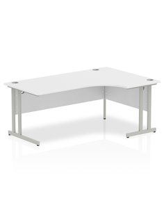 Dynamic Impulse 1800mm Right Crescent Office Desk White Top Silver Cantilever Leg I000324