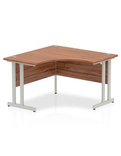 Dynamic Impulse 1200mm Corner Office Desk Walnut Top Silver Cantilever Leg I000340