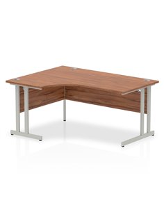 Dynamic Impulse 1600mm Left Crescent Office Desk Walnut Top Silver Cantilever Leg I000343