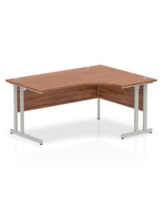 Dynamic Impulse 1600mm Right Crescent Office Desk Walnut Top Silver Cantilever Leg I000344
