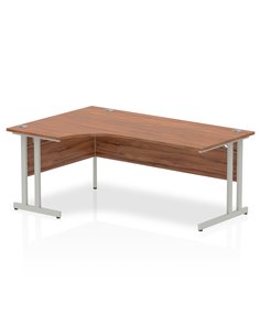 Dynamic Impulse 1800mm Left Crescent Office Desk Walnut Top Silver Cantilever Leg I000345