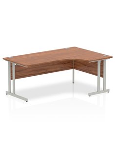 Dynamic Impulse 1800mm Right Crescent Office Desk Walnut Top Silver Cantilever Leg I000346