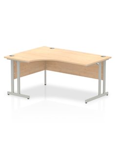 Dynamic Impulse 1600mm Left Crescent Office Desk Maple Top Silver Cantilever Leg I000365