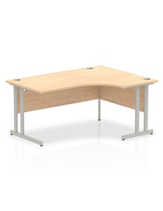 Dynamic Impulse 1600mm Right Crescent Office Desk Maple Top Silver Cantilever Leg I000366