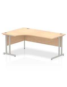 Dynamic Impulse 1800mm Left Crescent Office Desk Maple Top Silver Cantilever Leg I000367