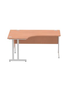 Dynamic Impulse 1600mm Left Crescent Office Desk Beech Top Silver Cable Managed Leg I000472 2