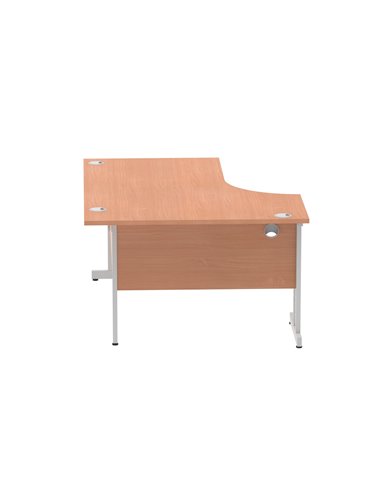 Dynamic Impulse 1600mm Left Crescent Office Desk Beech Top Silver Cable Managed Leg I000472