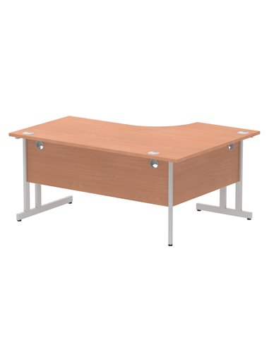 Dynamic Impulse 1600mm Left Crescent Office Desk Beech Top Silver Cable Managed Leg I000472