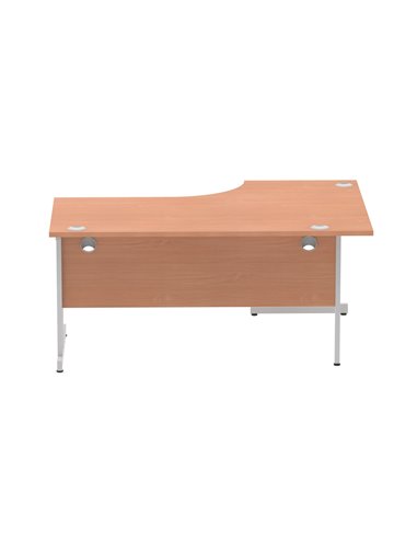 Dynamic Impulse 1600mm Left Crescent Office Desk Beech Top Silver Cable Managed Leg I000472
