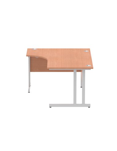 Dynamic Impulse 1600mm Left Crescent Office Desk Beech Top Silver Cable Managed Leg I000472