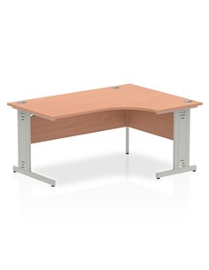 Dynamic Impulse 1600mm Right Crescent Office Desk Beech Top Silver Cable Managed Leg I000473
