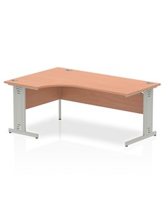Dynamic Impulse 1800mm Left Crescent Office Desk Beech Top Silver Cable Managed Leg I000474