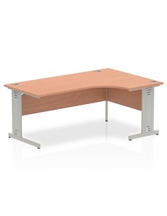 Dynamic Impulse 1800mm Right Crescent Office Desk Beech Top Silver Cable Managed Leg I000475