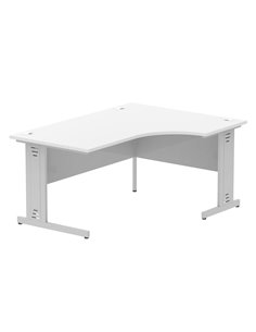 Dynamic Impulse 1600mm Left Crescent Office Desk White Top Silver Cable Managed Leg I000491