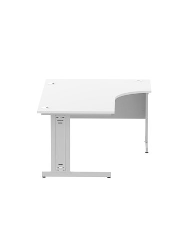 Dynamic Impulse 1600mm Left Crescent Office Desk White Top Silver Cable Managed Leg I000491