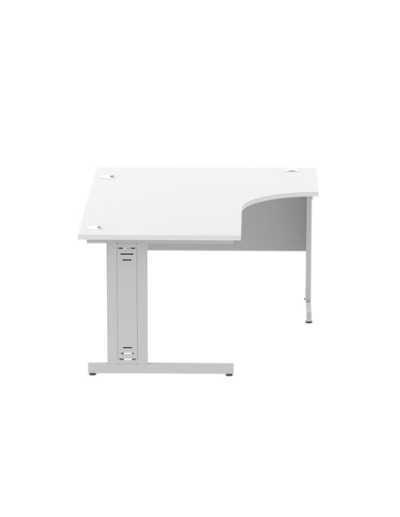 Dynamic Impulse 1600mm Left Crescent Office Desk White Top Silver Cable Managed Leg I000491 - pic 74895 | FastDaddyshop