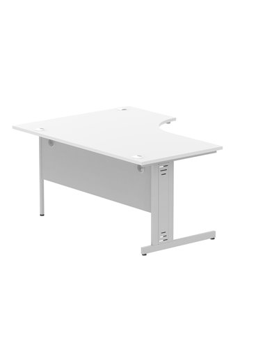 Dynamic Impulse 1600mm Left Crescent Office Desk White Top Silver Cable Managed Leg I000491