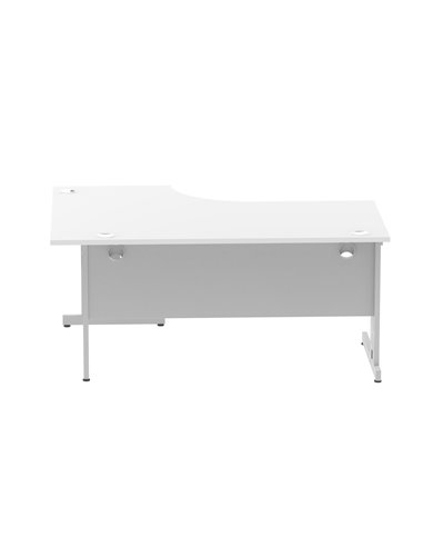 Dynamic Impulse 1600mm Left Crescent Office Desk White Top Silver Cable Managed Leg I000491