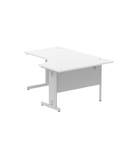 Dynamic Impulse 1600mm Left Crescent Office Desk White Top Silver Cable Managed Leg I000491