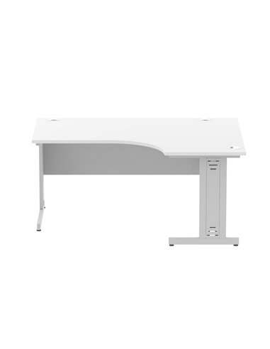 Dynamic Impulse 1600mm Left Crescent Office Desk White Top Silver Cable Managed Leg I000491