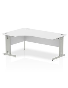 Dynamic Impulse 1800mm Left Crescent Office Desk White Top Silver Cable Managed Leg I000493