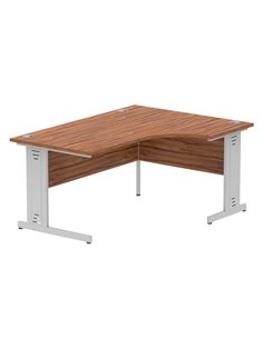 Dynamic Impulse 1600mm Left Crescent Office Desk Walnut Top Silver Cable Managed Leg I000510