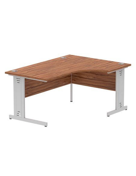 Dynamic Impulse 1600mm Left Crescent Office Desk Walnut Top Silver Cable Managed Leg I000510 - pic 74905 | FastDaddyshop