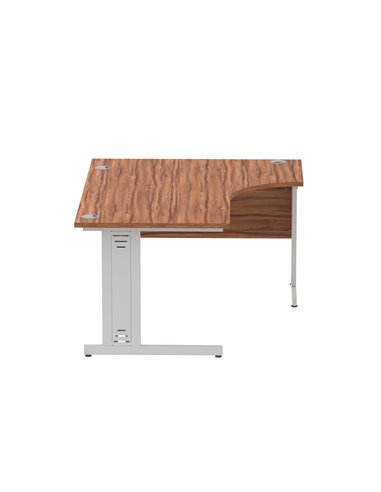 Dynamic Impulse 1600mm Left Crescent Office Desk Walnut Top Silver Cable Managed Leg I000510
