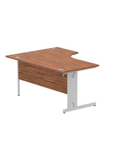 Dynamic Impulse 1600mm Left Crescent Office Desk Walnut Top Silver Cable Managed Leg I000510