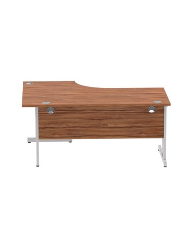 Dynamic Impulse 1600mm Left Crescent Office Desk Walnut Top Silver Cable Managed Leg I000510