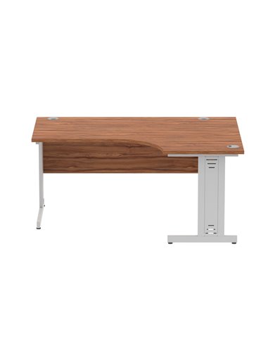 Dynamic Impulse 1600mm Left Crescent Office Desk Walnut Top Silver Cable Managed Leg I000510