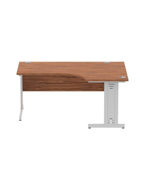Dynamic Impulse 1600mm Left Crescent Office Desk Walnut Top Silver Cable Managed Leg I000510 - pic 74912 | FastDaddyshop