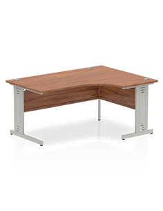 Dynamic Impulse 1600mm Right Crescent Office Desk Walnut Top Silver Cable Managed Leg I000511