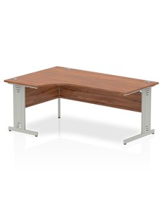 Dynamic Impulse 1800mm Left Crescent Office Desk Walnut Top Silver Cable Managed Leg I000512