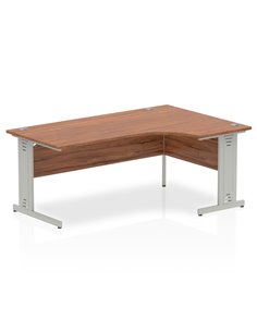 Dynamic Impulse 1800mm Right Crescent Office Desk Walnut Top Silver Cable Managed Leg I000513