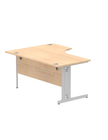 Dynamic Impulse 1600mm Left Crescent Office Desk Maple Top Silver Cable Managed Leg I000529