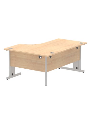Dynamic Impulse 1600mm Left Crescent Office Desk Maple Top Silver Cable Managed Leg I000529