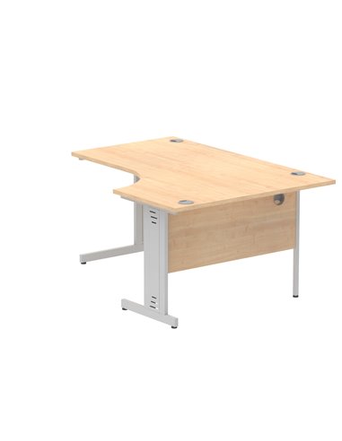 Dynamic Impulse 1600mm Left Crescent Office Desk Maple Top Silver Cable Managed Leg I000529