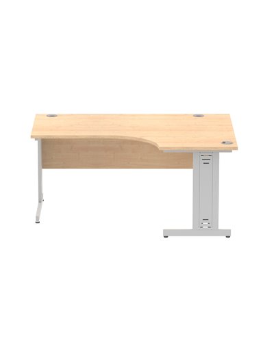 Dynamic Impulse 1600mm Left Crescent Office Desk Maple Top Silver Cable Managed Leg I000529